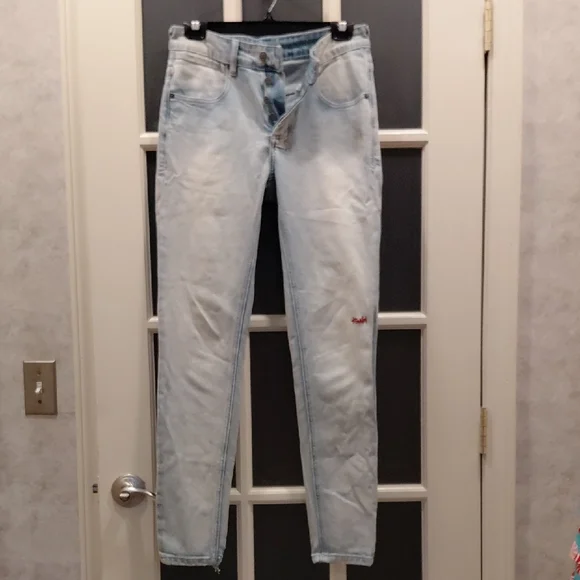 Ksubi Sz.28 Waist,Unisex, Light Blue Relaxed Jeans with Graphic Details....